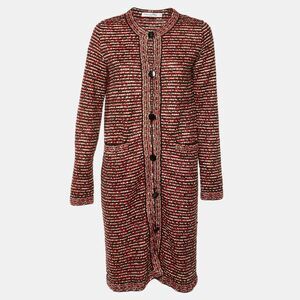 Dior Red Knit Button Front Long Cardigan M